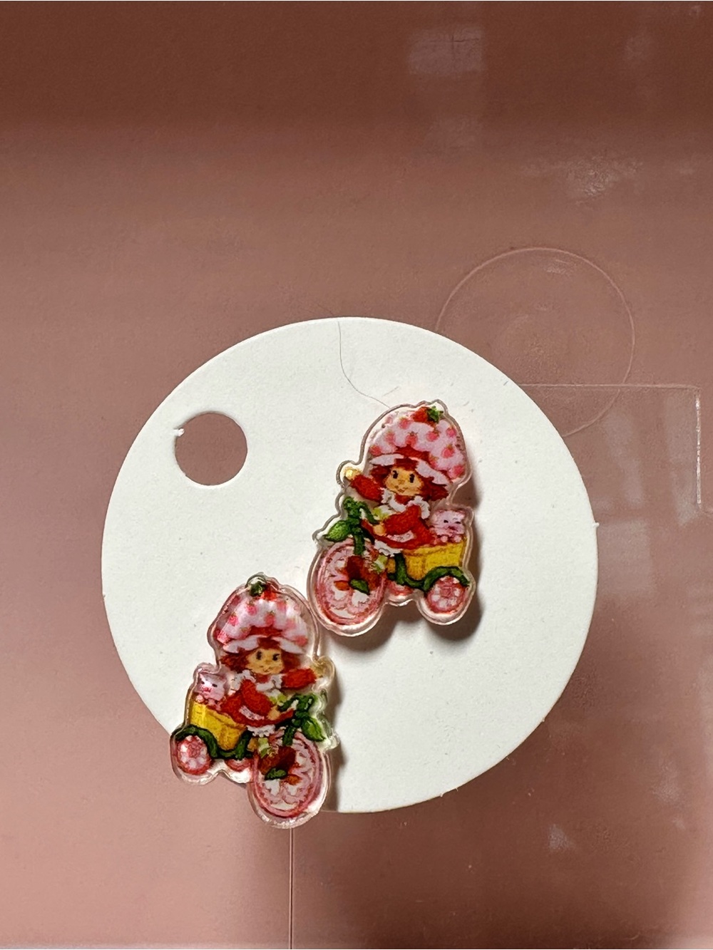 Strawberry Girl Tricycle acrylic earrings
